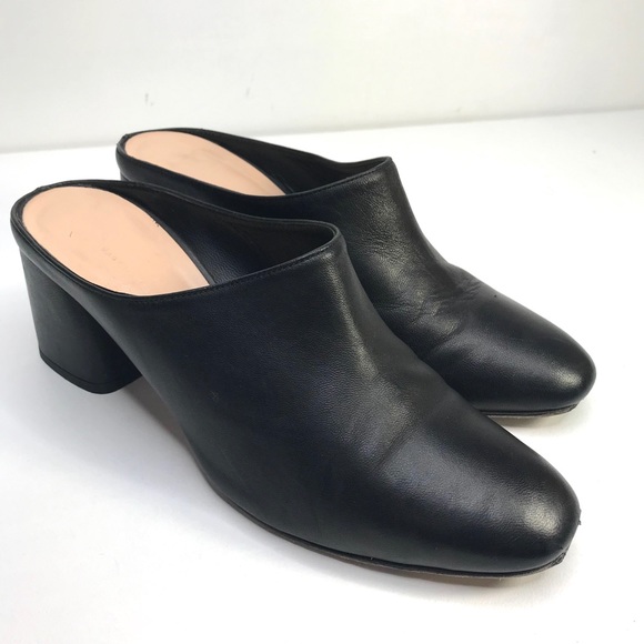 Club Monaco Shoes - Club Monaco Women Black Leather 3" Block Heel Mule
